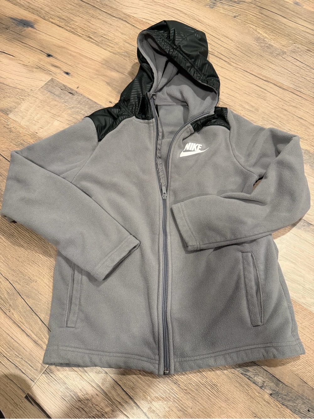 Nike Kids Gray Jacket with Black Hood Accents
